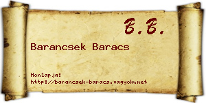 Barancsek Baracs névjegykártya